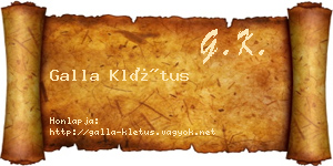 Galla Klétus névjegykártya